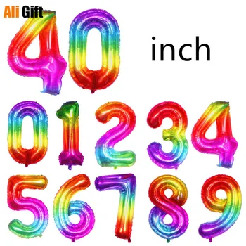 0-9 40 cm Jelly Barve Gradient Digitalni Folija Baloni za Otroke Happy Birthday Party Število Balon Dekoracijo Darilo