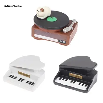 1:12 Lutke Miniaturni Smolo Klavir Luštna Mačka Snemanje Predvajalnik Mini Glasbeni Instrumenti Model Igrače Lutka Hiša Decoraion Dodatki