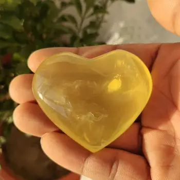 1 Kos Naravno Rumeno Fluorite Ljubezen Srce Kristalno Guardian Gemstone Mineralnih Nakit Naravni Kamni in Minerali
