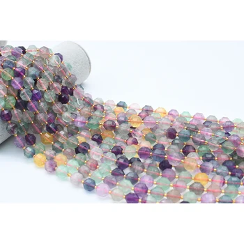 10-12 mm AA Naravnih Multicolor Fluorite energije stolpec gladko Kroglice Za DIY ogrlico, zapestnico, nakit, izdelava 15 