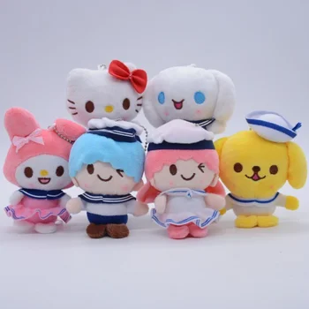 10 cm Sanrio Hello Kitty Moja Melodija Kawaii Mornar, ki bo Ustrezala Plišastih Igrač Keychain Anime Srčkan Lutka Obesek za Dekleta, Otroci Igrače Darilo