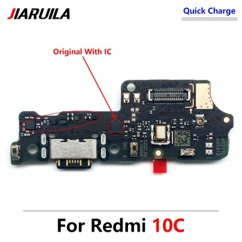 10 Kos Original Za Xiaomi Redmi 10C Polnjenja Priključek Odbor Deli Flex Kabel, Polnilnik, Mikro USB Priključek Odbor