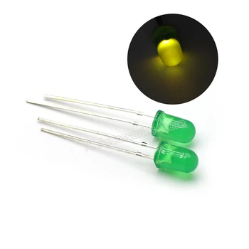 100 kozarcev 5 MM zelena svetlo rumeno-zelena LED-light-emitting diode žarnice kroglice označite indikator astigmatism dolge igle
