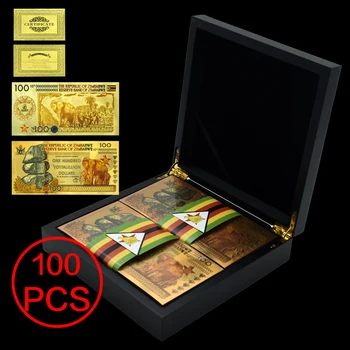 100 kozarcev/box Poslovnih trgovina s Spominki, Darila, Zimbabve Sto Yottalillion Dolarjev papirnati Denar Zimbabve Bankovcev s Leseni Škatli
