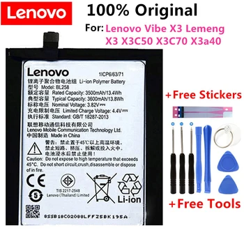 100% Nov Original Visoke Kakovosti BL258 Baterija Za Lenovo Vibe X3 Lemeng X3 X3C50 X3C70 X3a40 3600mAh +Orodij Kompleti