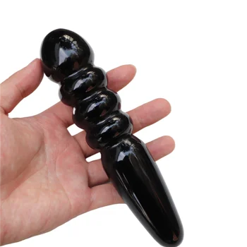 18 cm Naravni Črni Obsidian Yoni Wands Gemstone Masaža Telesa Užitek Palico Palica Uresničevanje Igrače Obrti Darilo za Rojstni dan