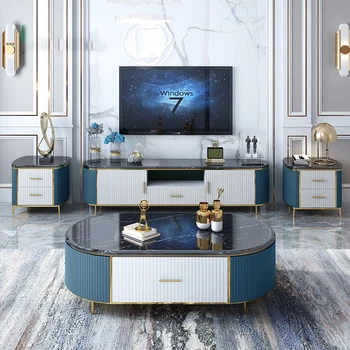 1Marble čaj tabela TV omara kombinacija postmoderni preprosto razkošje svetlobe slog, Nordijska majhen družinski dnevna soba obleko