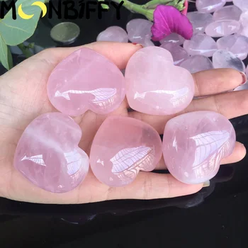 1PCS Naravnih Rose Quartz Crystal Roza Kremen Srca v Obliki Kristalno DIY Kar Ogrlico, Obesek, Nakit Darilo Doma Dekoracijo