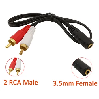1Pcs RCA Kabel 3,5 mm Jack Stereo Avdio Kabel, Ženski 2RCA Moški Vtič v Vtičnico za Slušalke, AUX Y Razdelilnik DVD Ojačevalnik Adapter