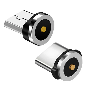 2 Kos Krog Magnetni Kabla 8 Pin Svečke Hitro Polnjenje Telefona Magnet Polnilnik, Mikro USB & Tip-C Čepi