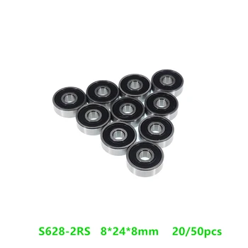 20/50pcs ABEC-5 S628RS S628-2RS 8*24*8 mm, iz Nerjavnega Jekla, kroglični ležaj Miniaturni Globoko Groove Kroglični ležaj 8x24x8mm