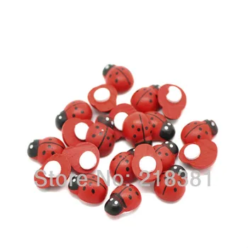 200pcs/veliko leseno ladybug Samolepilne nalepke Velikonočno dekoracijo srčkan hladilnik magneti za scrapbooking 12x15mm