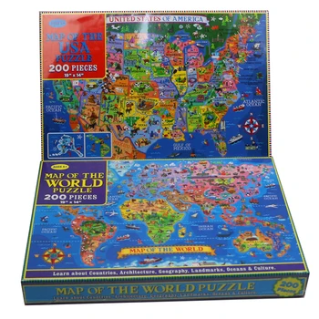 200Pieces Jigsaw Uganke Zemljevidu Sveta Izobraževalne zda Zemljevid Antistress Ugank Za Otrok Igrače