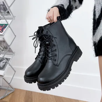 2022 nove ženske pu modne zimske Martin čevlji povečanje dvojno zadrgo slog girly škornji ženske čevlji zimski škornji ženske