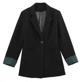 2022 Pomlad Jesen Jopič Coats Nova ženska Oblačila Črne barve Suknjič En Gumb Vrhovi Ženski Blazerji Outwear aq224