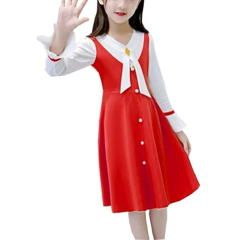 2022Spring Nov Modni korejska različica Šivanje Princesa Obleko Sežgati Rokavi Otroci, Oblačila za Otroke, Dolgo Sleeved Obleko Za Dekle