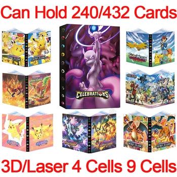 240-432 Kos Anime Pikachu Kartice Album, Zbirka Knjižica Pokemon Hobi Zbirateljstvo Igra Charizard GX VMAX EX Črke Laser Cads