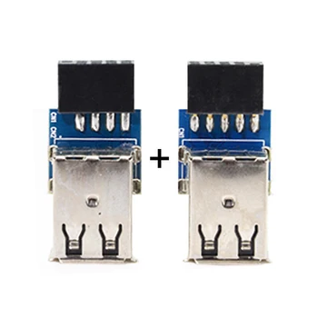 2pcs Dvojno USB 2.0 Ženski 9Pin/10Pin Motherboard Ženski Glavi Adapter Vertikalni Tip