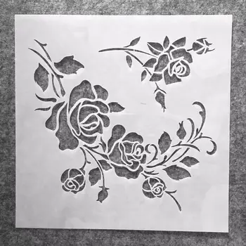 30*30cm Rose Cvetje DIY Layering Matrice Stensko Slikarstvo Album Kolorit Reliefi Album Dekorativni Predlogo