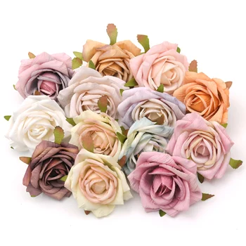 30pcs 6 cm-7cm Umetne Vrtnice iz Svile Cvet Glave Za Poročno Dekoracijo DIY Venec Darilo Polje Scrapbooking Obrti Ponaredek Cvetje