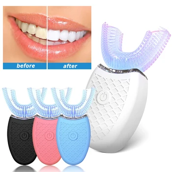 360 Stopinj Inteligentni Samodejni Sonic Električna zobna ščetka U Tip 4 Načini Zobno Ščetko USB Polnjenje Zob Zob Modra Svetloba