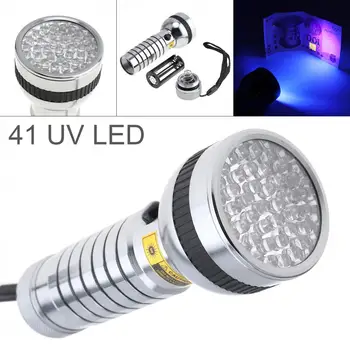 395nm Aluminij Zlitine 41 LED UV Svetilko Podporo 4 x AAA Baterije za Fluorescenčne Agent Odkrivanje / Denar Detektor