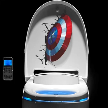 3D Captain America ' s Shield Skozi Stenske Nalepke Otroke Sobe Wc Dekor Avengers Stene Decals je Umetnost PVC Stensko Plakati
