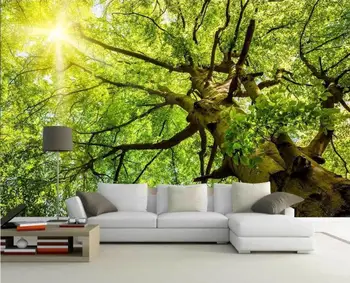 3d ozadje freske po meri, dnevne sobe, spalnice doma dekor Sonca narave, dreves in zelenja, dekorativno slikarstvo freske