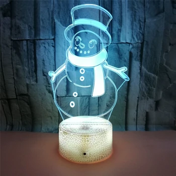 3D Snežaka Noč Svetlobe 7 Barvo Obrob Akril Božično Vzdušje Nočna USB Crack Znanja Doma Decration LED Lučka