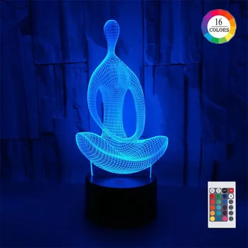 3D Svetilka, LED Svetloba Night Joga Meditacija Akcijska Figura, 7/16 Barve Touch Mizo Dekoracijo Svetlo Optično Iluzijo Svetilke Namizna Svetilka