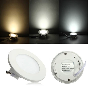 3W AC100-240V Krog LED Vgradne Stropne Plošče Svetlobe Ultrathin Svetlo Navzdol luči za dnevno Sobo, Spalnico, Kuhinjo, 3 Barve