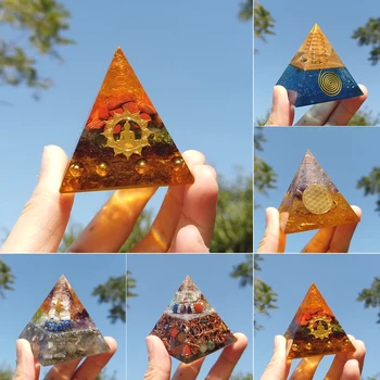 5 cm Orgonski Piramida Področju Naravnega Kamna Smolo Obrti Ornament, Srečo, Zdravje, Duhovnost, Feng Shui 7 Chakra Orgonite dragih kamnov