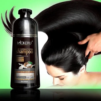 500 ml Naravno, Ekološko Kokosovo Olje Bistvo Črne Lase Šampon Prekriva Sive Lase Trajne Barve za Barvanje Las Šampon