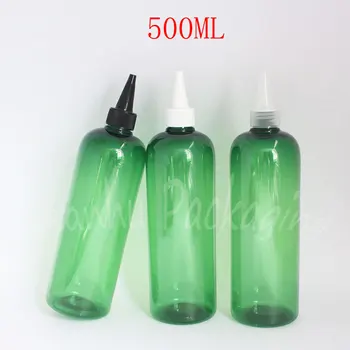 500 ML Zeleni Krog Plastično Steklenico, je Opozoril Usta Skp , 500CC Jam / Losjon Embalaža za Steklenice , Prazne Kozmetični Posodo