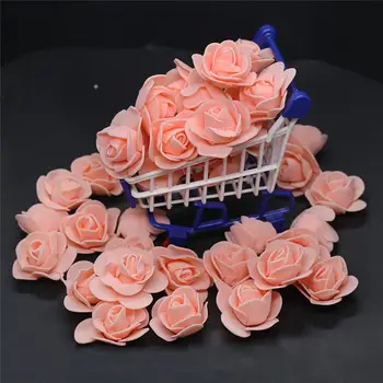 50pcs 100 kozarcev 200pcs Poceni Mini Shell, Pink PE Pene Vrtnice Glavo Ponaredek Cvet, Ročno izdelan Poročni Dekoracijo
