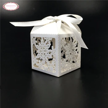 50PCS bonboniera čokolada embalaža Vesel Božič Laser Cut Snežinka poroko Polje v Titanium papir ,stranka tuš dekor