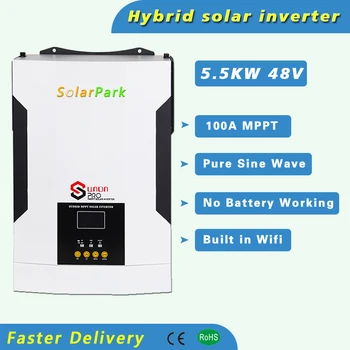 5500W 48V Hibridni Off Sončne Inverter Zgrajena v 100A MPPT Solarni krmilnik Pure Sine Wave Delo brez baterije