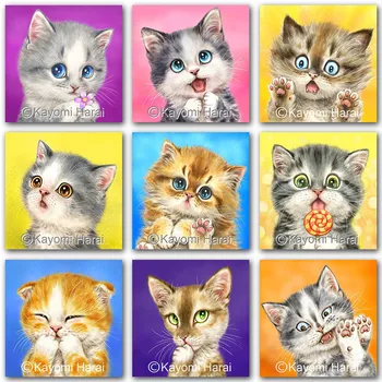 5D DIY Diamond Slikarstvo Kit Risanke mačka srčkan kitty mucek doma dekor Celoten Krog&Kvadratnih Diamond vezenje Navzkrižno šiv mozaik