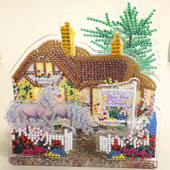 5D DIY Diamond Slikarstvo Navzkrižno Šiv Otrok Akril Umetnine Mozaik ROSE Venčni Shoppe Hiša Konj Srčkan Živali Darilo Za Otroke