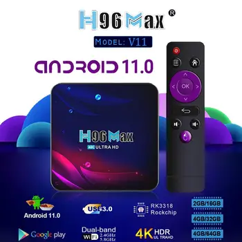 5G/2.4 G 4K Ultra HD Set-Top Box Android11.0 Domov Daljinsko upravljanje, Smart Media Player, TV Okno H96 MAX V1 Verzija Smart TV Box 2+16 G