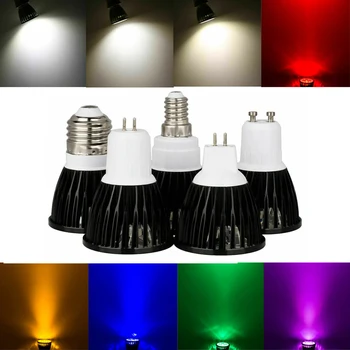 5Pcs LED Žarometi, E26 E27 E14 MR16 GU10 GU5.3 9W 12W 15W Zatemniti Black Svetilke Žarnice za Razsvetljavo 110V 220V DC 12V LED Lampada