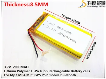 5pcs [SD] 3.7 V,2000mAH,[853465] Polimer litij-ionska / Litij-ionska baterija za IGRAČE,MOČ BANKE,GPS,mp3,mp4,mobitel,zvočnike