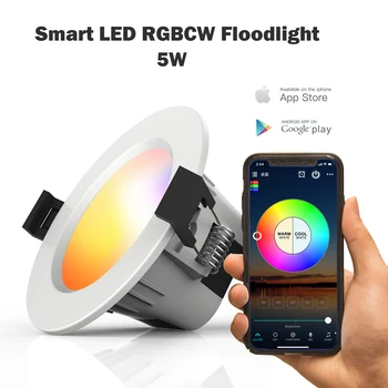 5W LED Svetilke BlueTooth Smart APP Zatemnitev Krog Spot Luči RGB Barvni Spreminjanje Toplo Kul Svetlobe Delo z Alexa googlova Domača stran