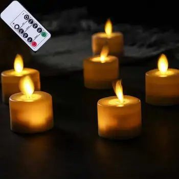 6 ali 8 Kosov Plastični Ponaredek Svečnik Sveče Z Daljinskim upravljalnikom,Brezplamensko Elektronski Cerkev Toplo Bela Sveča, Luč Za Božič