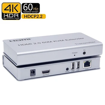 60M 4K 60Hz HDMI 2.0 KVM Extender Za Cat5e/6 RJ45 Ethernet Kabel HDMI USB KVM Extension Podporo Zaslon na Dotik USB, Miške, Tipkovnice