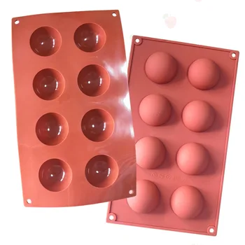 8 Lukenj Velike polkrožne Semi-sferične DIY Silikonski Torto Plesni Peko Čokoladni Bonboni, Izmišljati Sladica Plesni M044