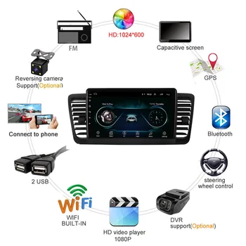 9-palčni 2din Android 9 avto multimedijski predvajalnik videa, GPS navigacijo, stereo radio samodejno Za 2004-2009 Subaru Outback 3 4 Zapuščina