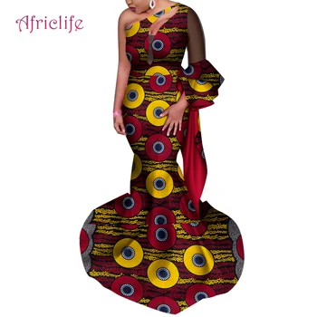Afriška Oblačila za Ženske Stranko Poroko Tla-dolžina Seksi Dama Večerne Obleke Tradicionalnih Plus Velikost Obleke WY8390