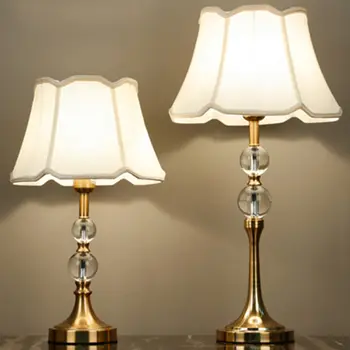Ameriški imitacija bakra kristalno namizne svetilke spalnica nočno omarico svetilka moderne preprost dnevni sobi doma topli postelji svetilko