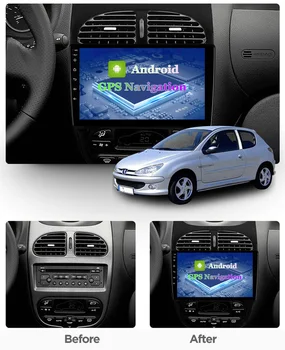 Android 8.1 9 Inch Avto Multimedijski Predvajalnik, Bluetooth, GPS Navigacija, Video Predvajalnik, Stereo Radio za obdobje 2001-2008 Peugeot 206